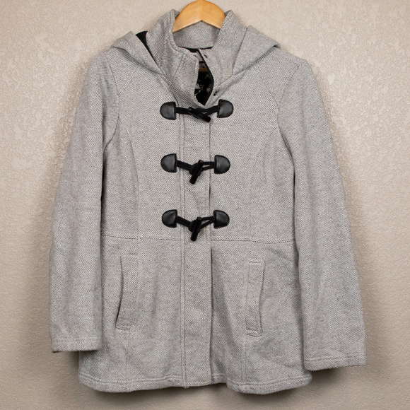 Sebby peacoat toggle grey hooded jacket-M - Picture 1 of 4